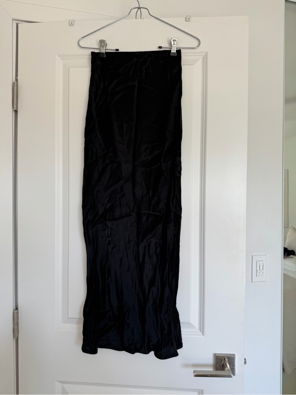 Nordstrom Black Satin Maxi Slip Skirt
